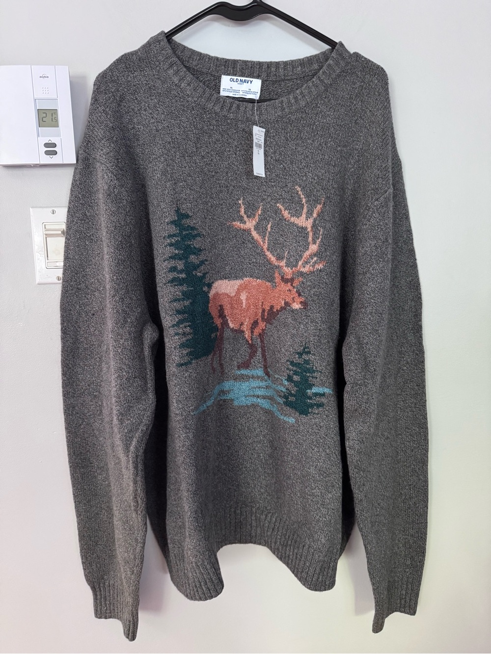 Old Navy Grey MooseCrewneck Fleece Pullover